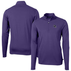 Minnesota Vikings Cutter & Buck Helmet Virtue Eco Pique Recycled Quarter-Zip Pullover Top Purple - NFL