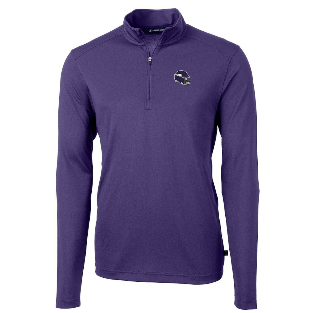 Minnesota Vikings Cutter & Buck Helmet Virtue Eco Pique Recycled Quarter-Zip Pullover Top Purple - NFL