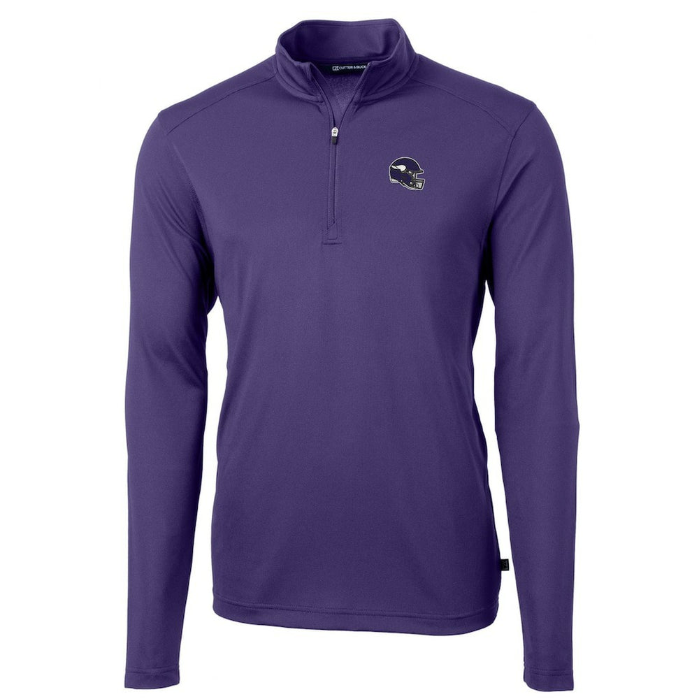 Minnesota Vikings Cutter & Buck Helmet Virtue Eco Pique Recycled Quarter-Zip Pullover Top Purple - NFL