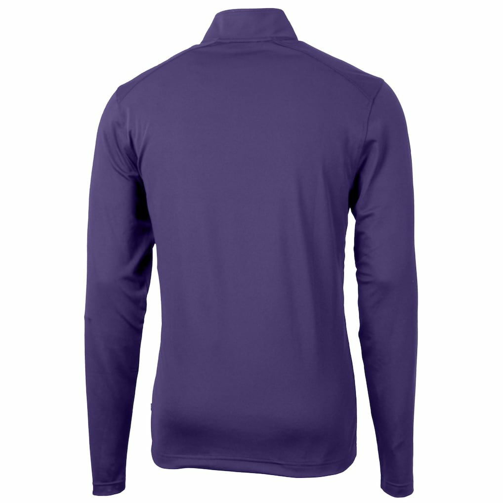 Minnesota Vikings Cutter & Buck Helmet Virtue Eco Pique Recycled Quarter-Zip Pullover Top Purple - NFL