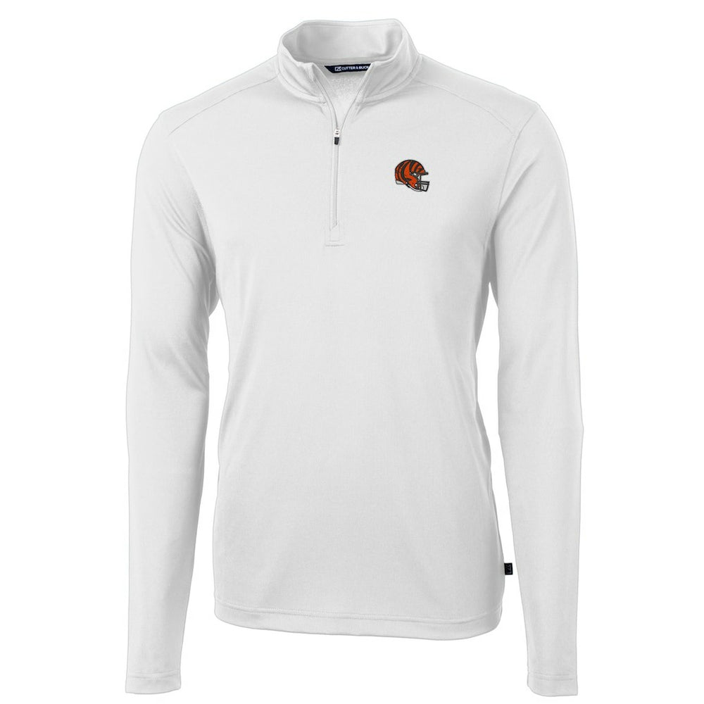 Cincinnati Bengals Cutter & Buck Helmet Virtue Eco Pique Recycled Quarter-Zip Pullover Top White - NFL