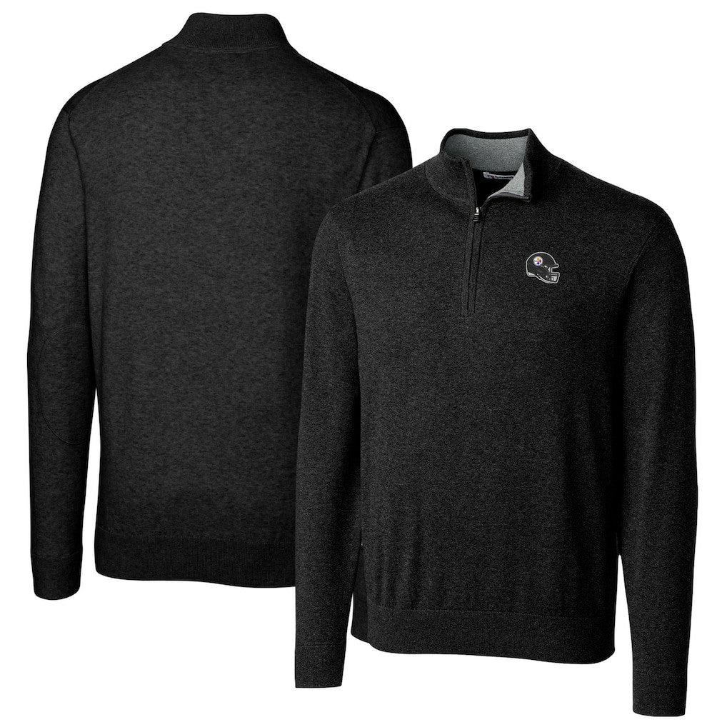 Pittsburgh Steelers Cutter & Buck Helmet Lakemont Tri-Blend Quarter-Zip Pullover Sweater Black - NFL