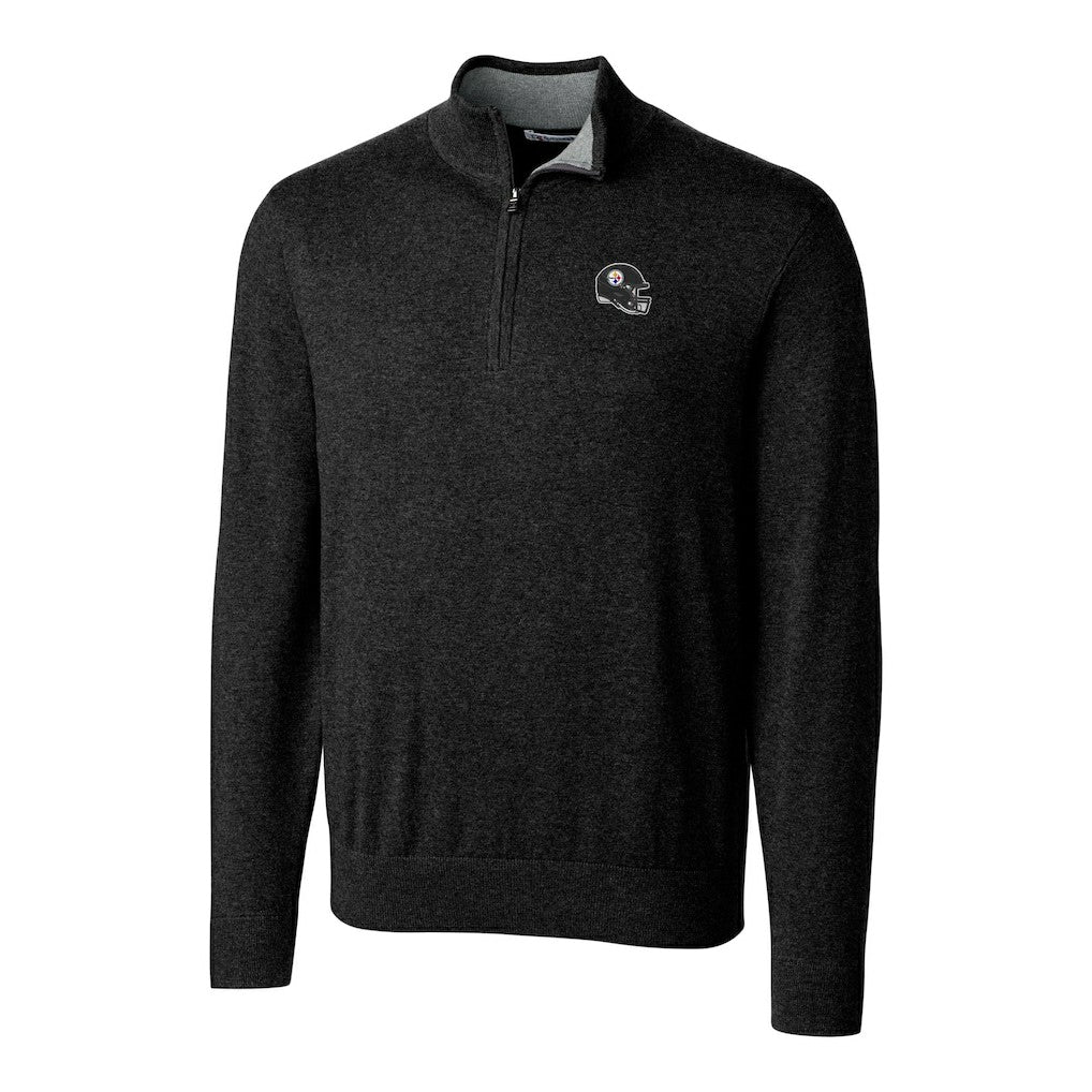 Pittsburgh Steelers Cutter & Buck Helmet Lakemont Tri-Blend Quarter-Zip Pullover Sweater Black - NFL