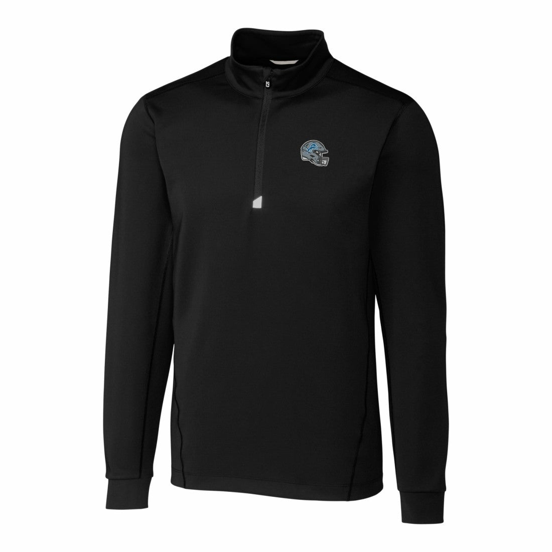 Detroit Lions Cutter & Buck Helmet Traverse Stretch Quarter-Zip Pullover Top Black - NFL