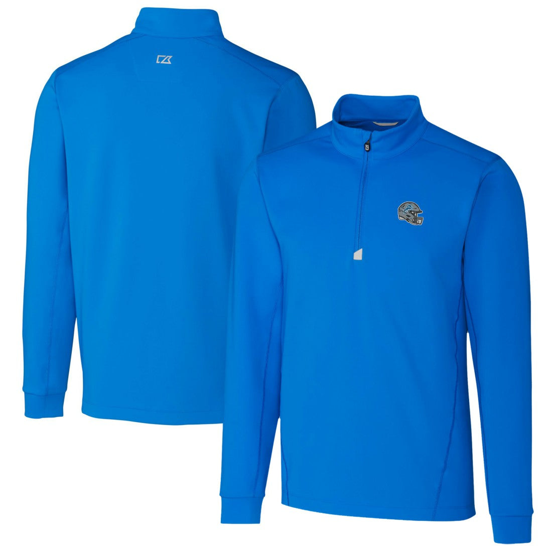 Detroit Lions Cutter & Buck Helmet Traverse Stretch Quarter-Zip Pullover Top Blue - NFL