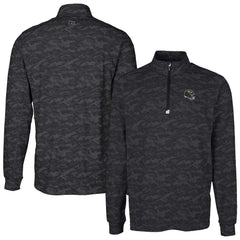 Baltimore Ravens Cutter & Buck Helmet Traverse Camo Print Stretch Quarter-Zip Pullover Top Black - NFL