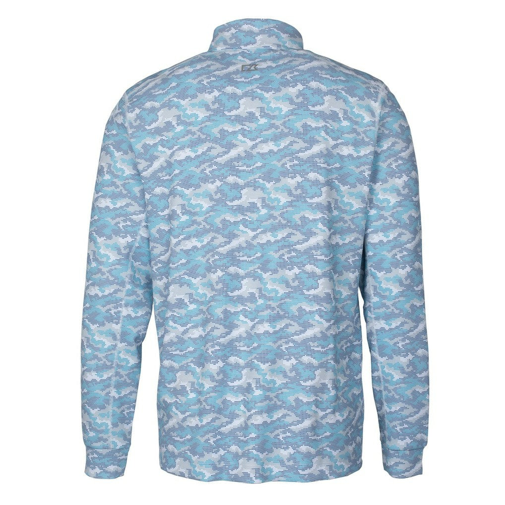 Buffalo Bills Cutter & Buck Helmet Traverse Camo Print Stretch Quarter-Zip Pullover Top Light Blue - NFL