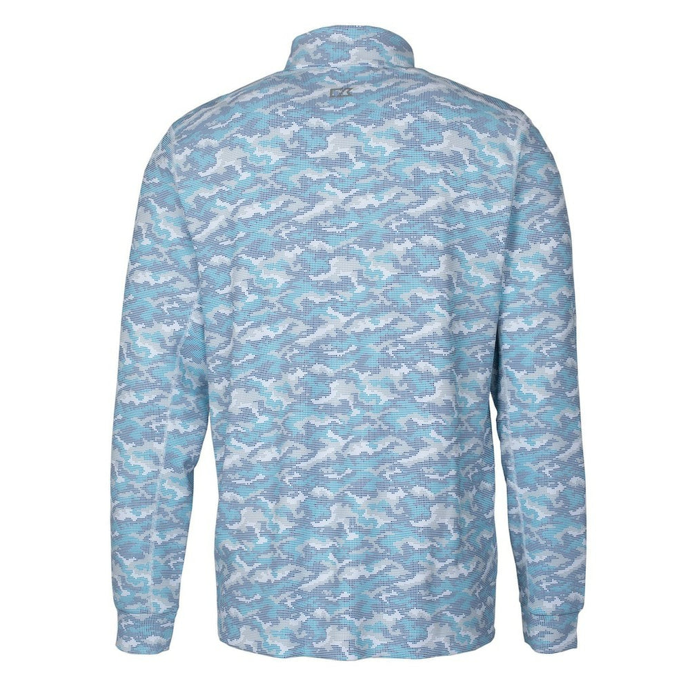 Buffalo Bills Cutter & Buck Helmet Traverse Camo Print Stretch Quarter-Zip Pullover Top Light Blue - NFL
