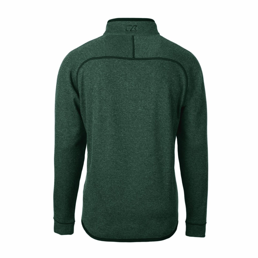 Green Bay Packers Cutter & Buck Helmet Mainsail Sweater-Knit Half-Zip Pullover Jacket Hunter Green - NFL