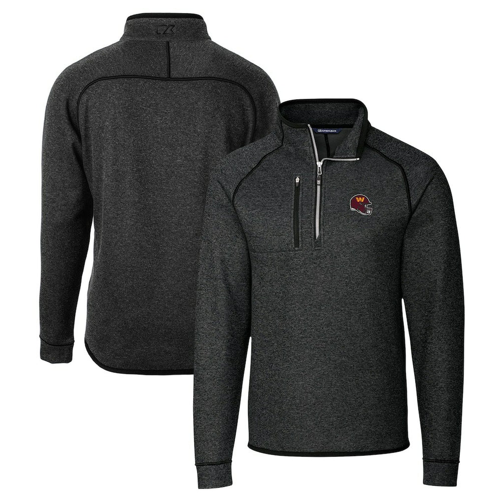 Washington Commanders Cutter & Buck Helmet Mainsail Sweater-Knit Half-Zip Pullover Jacket Charcoal - NFL
