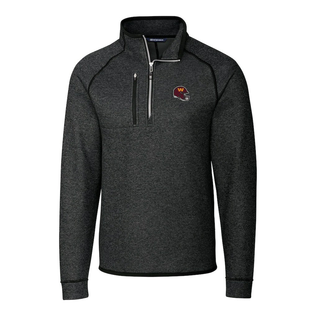 Washington Commanders Cutter & Buck Helmet Mainsail Sweater-Knit Half-Zip Pullover Jacket Charcoal - NFL