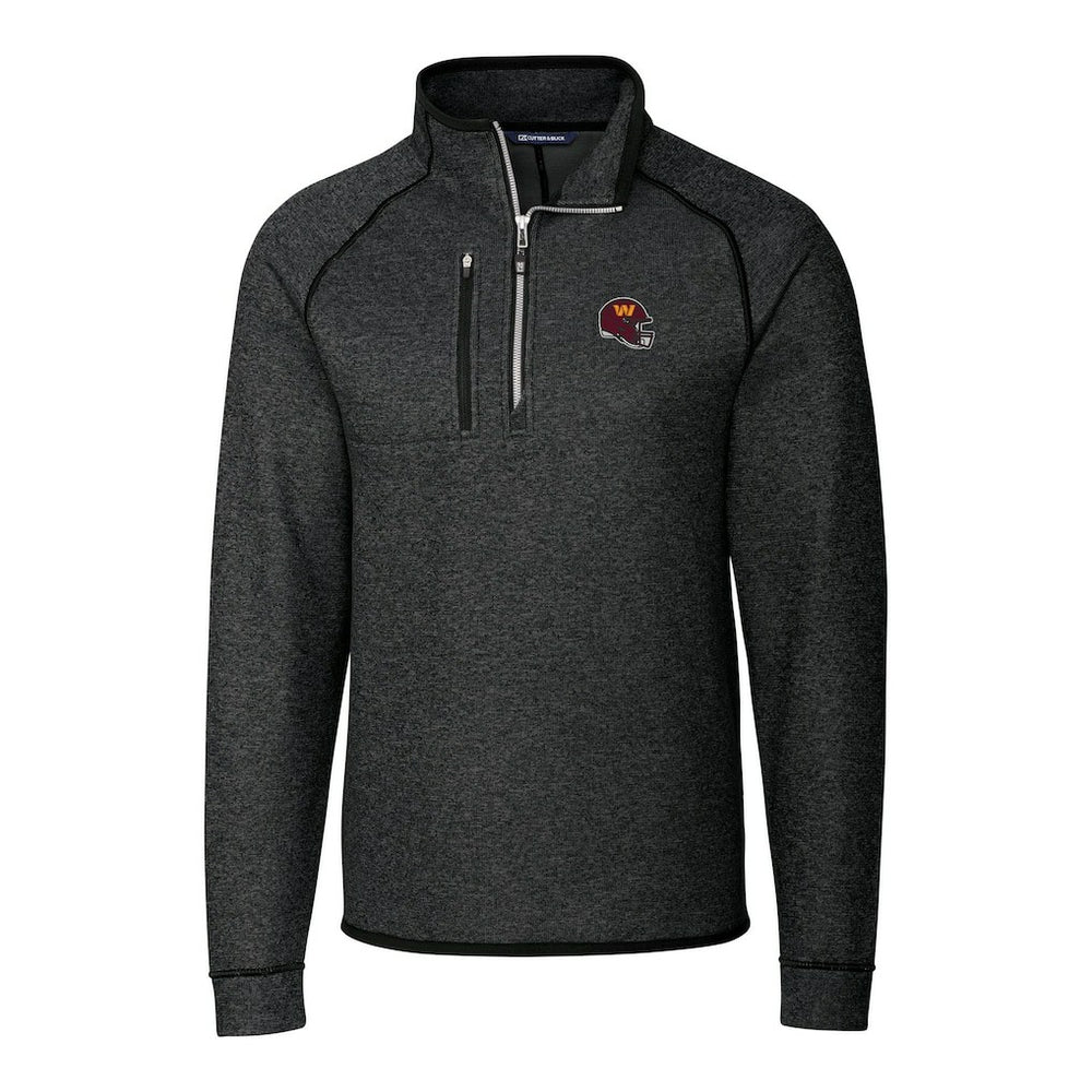 Washington Commanders Cutter & Buck Helmet Mainsail Sweater-Knit Half-Zip Pullover Jacket Charcoal - NFL