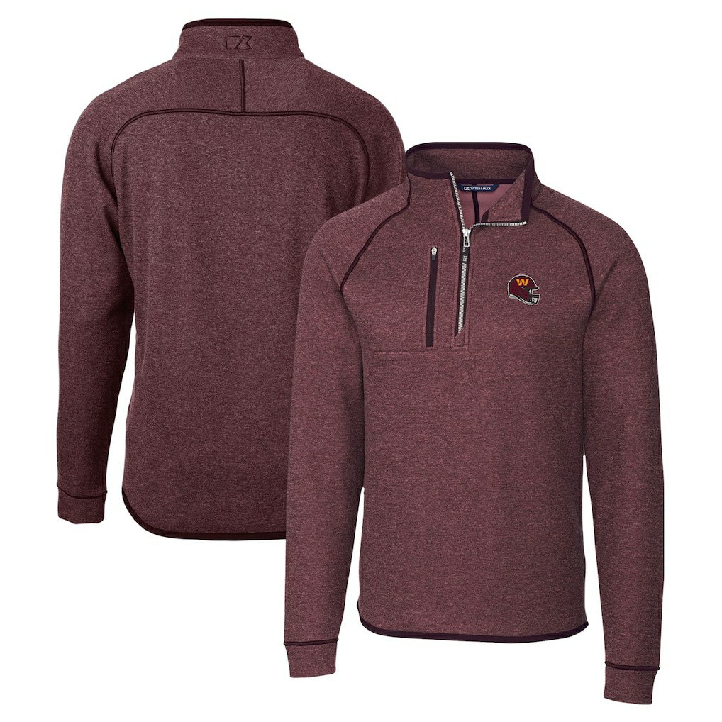 Washington Commanders Cutter & Buck Helmet Mainsail Sweater-Knit Half-Zip Pullover Jacket Burgundy - NFL