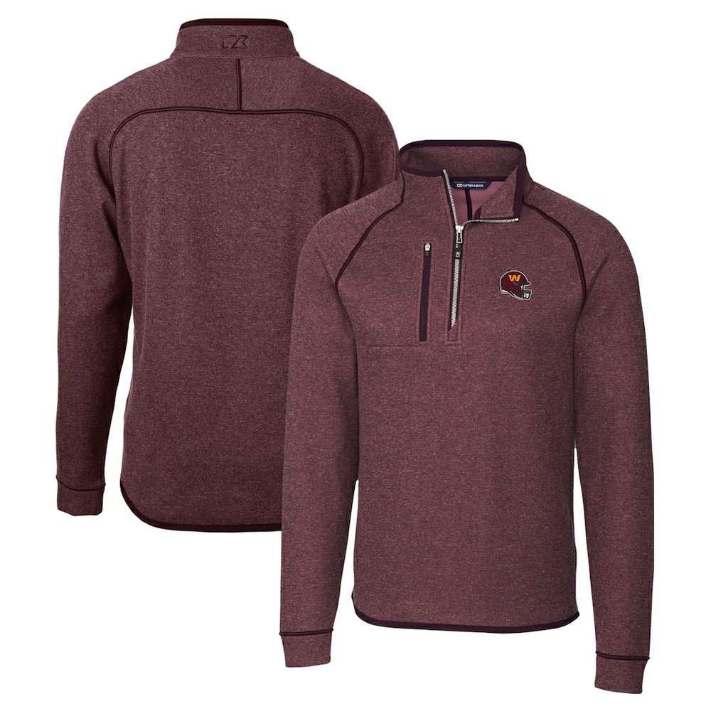 Washington Commanders Cutter & Buck Helmet Mainsail Sweater-Knit Half-Zip Pullover Jacket Burgundy - NFL