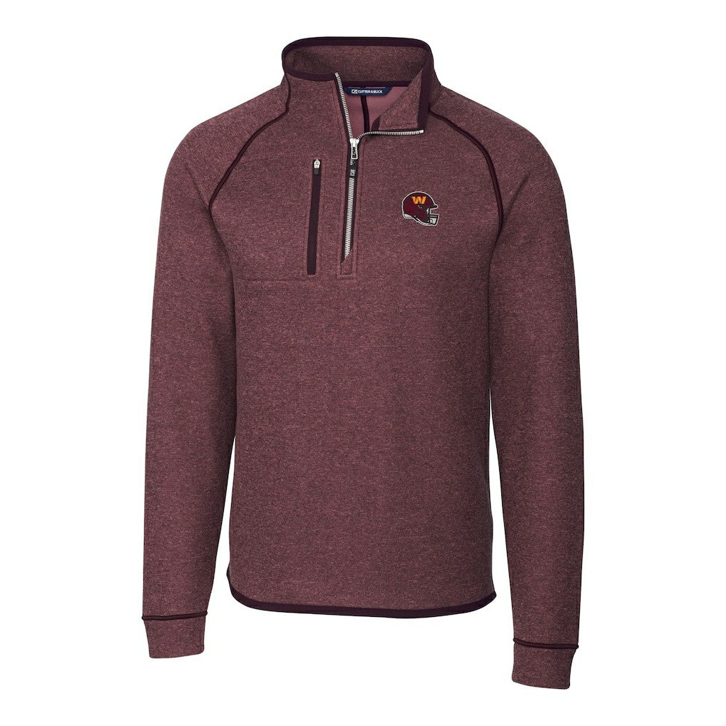 Washington Commanders Cutter & Buck Helmet Mainsail Sweater-Knit Half-Zip Pullover Jacket Burgundy - NFL