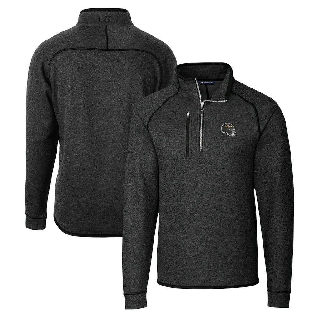 Baltimore Ravens Cutter & Buck Helmet Mainsail Sweater-Knit Half-Zip Pullover Jacket Charcoal - NFL