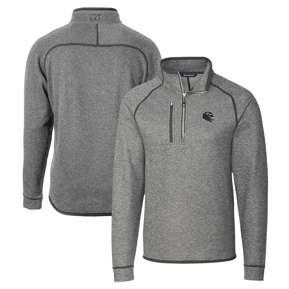 Baltimore Ravens Cutter & Buck Helmet Mainsail Sweater-Knit Half-Zip Pullover Jacket Silver - NFL