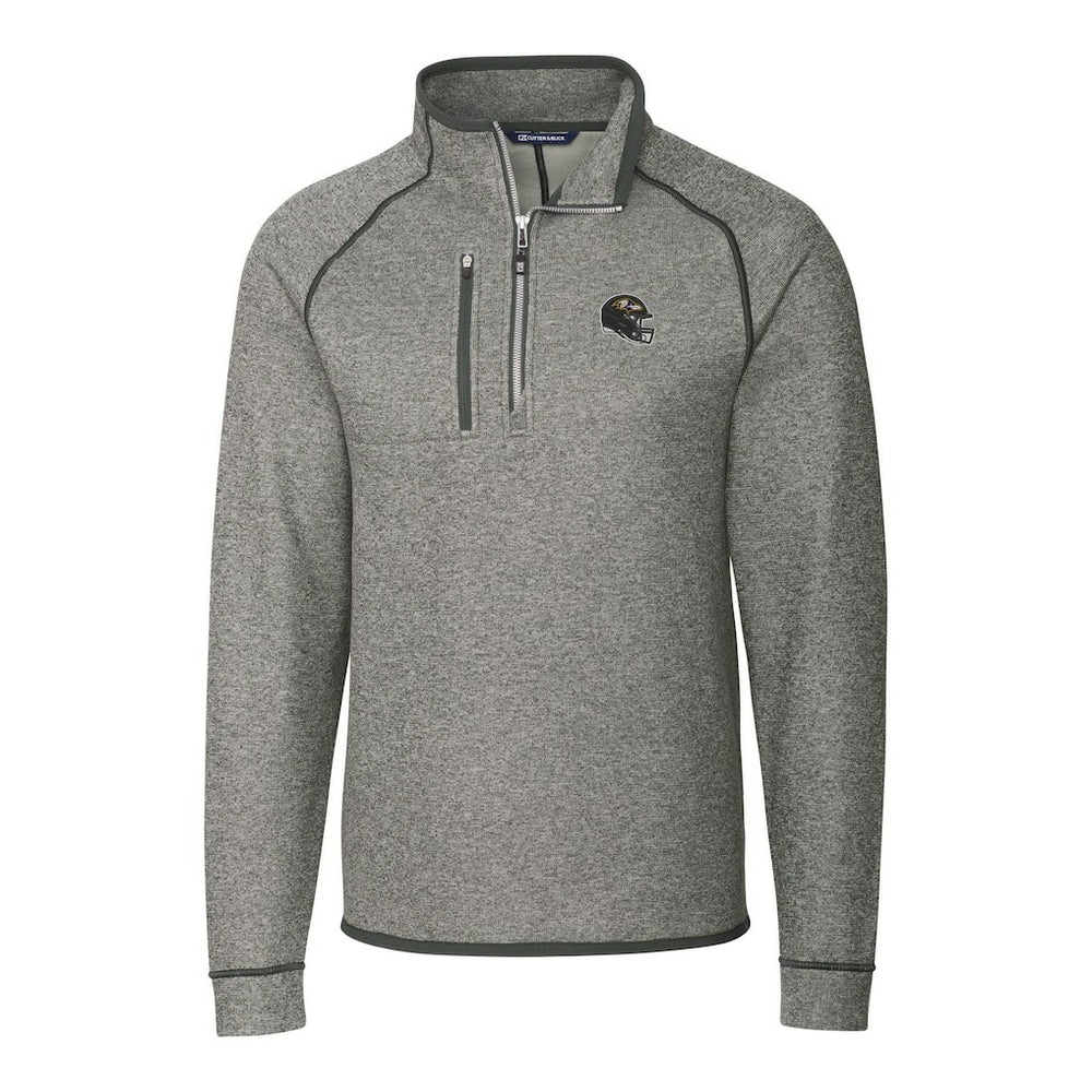 Baltimore Ravens Cutter & Buck Helmet Mainsail Sweater-Knit Half-Zip Pullover Jacket Silver - NFL
