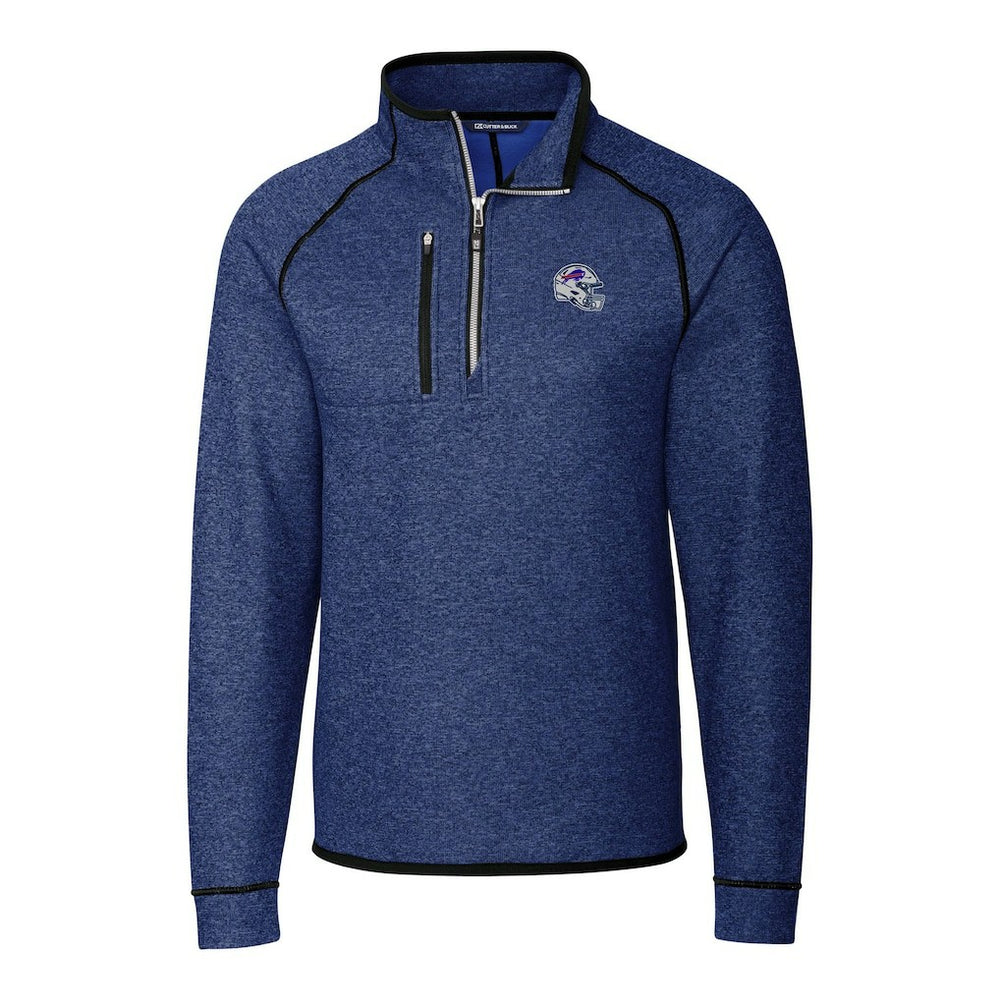 Buffalo Bills Cutter & Buck Helmet Mainsail Sweater-Knit Half-Zip Pullover Jacket Blue - NFL