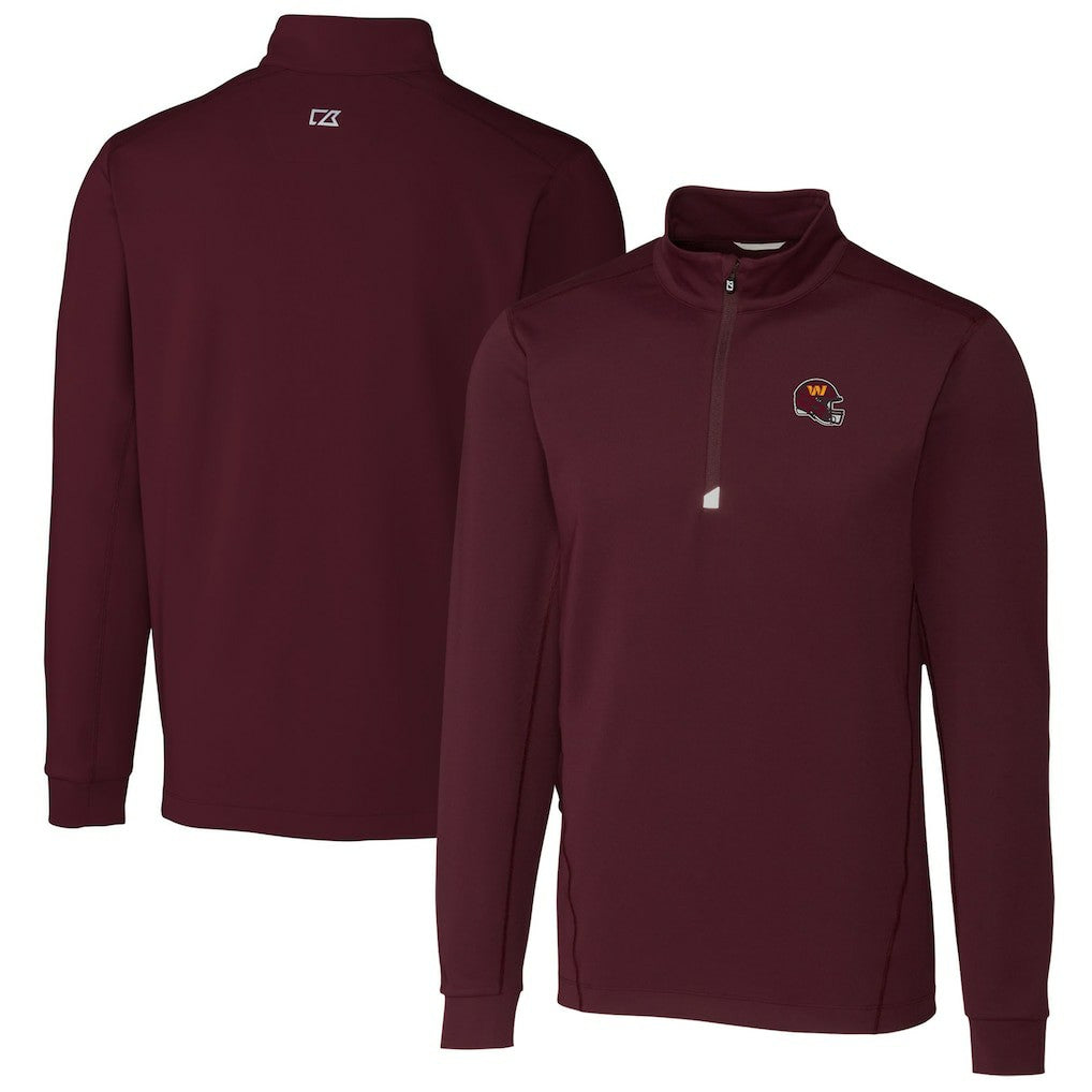 Washington Commanders Cutter & Buck Helmet Traverse Stretch Quarter-Zip Pullover Top Burgundy - NFL