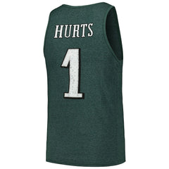 Jalen Hurts Philadelphia Eagles Majestic Threads Name & Number Tri-Blend Tank Top Green - NFL
