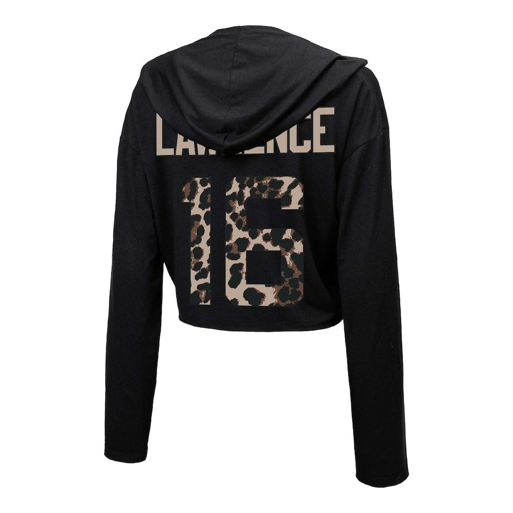 Trevor Lawrence Jacksonville Jaguars Majestic Threads Women's Leopard Player Name & Number Long Sleeve Cropped Hoodie Black - NFL