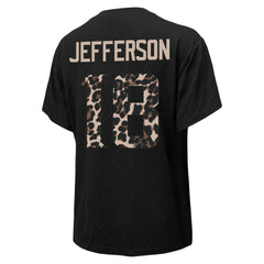 Justin Jefferson Minnesota Vikings Majestic Threads Women's Leopard Player Name & Number T-Shirt Black - NFL