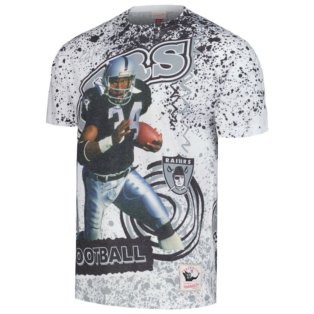 Bo Jackson Las Vegas Raiders Retired Player Name & Number Burst T-Shirt White - Mitchell & Ness