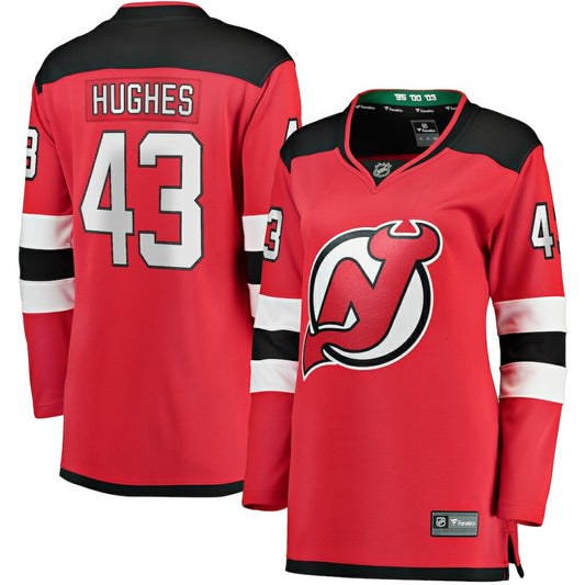 Luke Hughes New Jersey Devils Fanatics Women's Home Breakaway Player Jersey - Red | NHL Jerseys