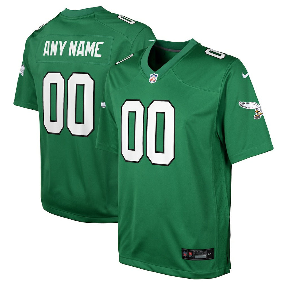 Philadelphia Eagles Youth Alternate Custom Game Jersey Kelly Green - Nike