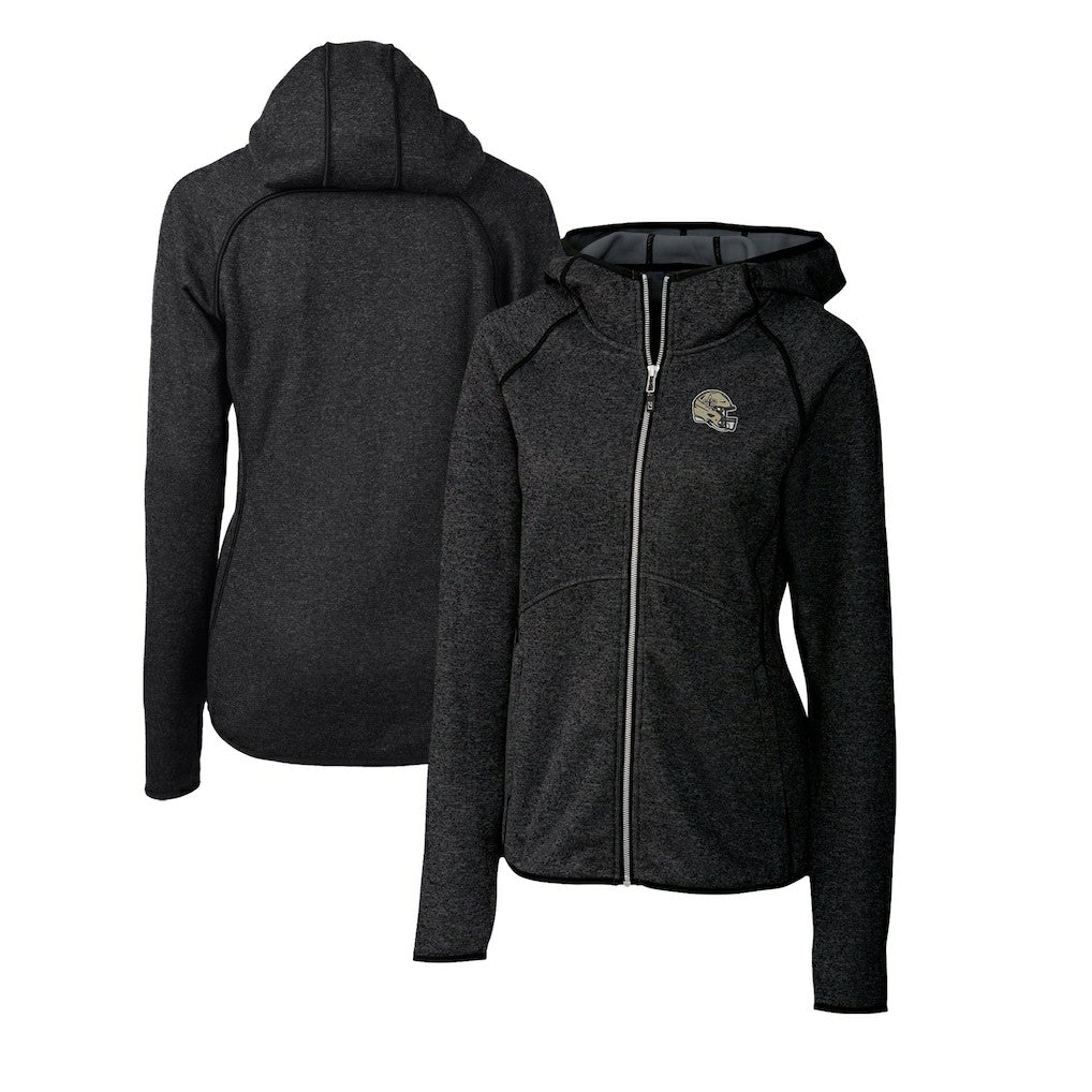New Orleans Saints Cutter & Buck Women's Helmet Logo Mainsail Sweater-Knit Full-Zip Hoodie Charcoal - NFL