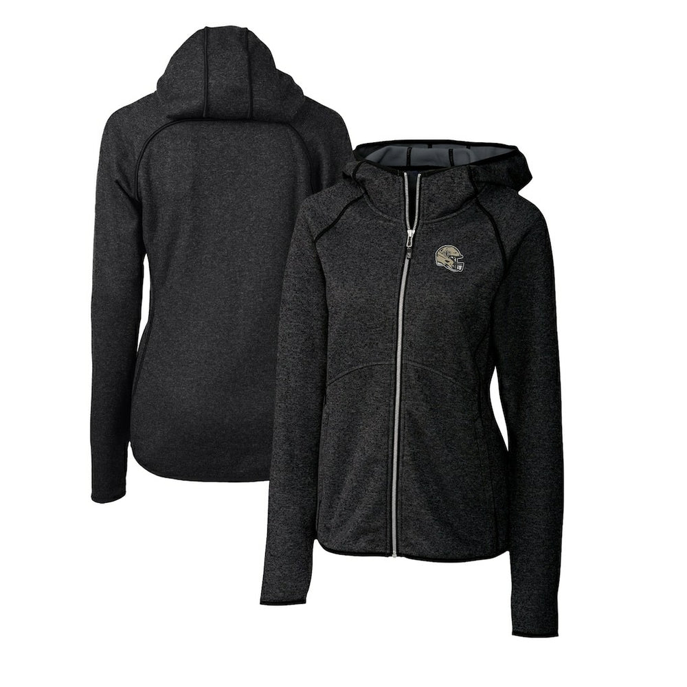 New Orleans Saints Cutter & Buck Women's Helmet Logo Mainsail Sweater-Knit Full-Zip Hoodie Charcoal - NFL