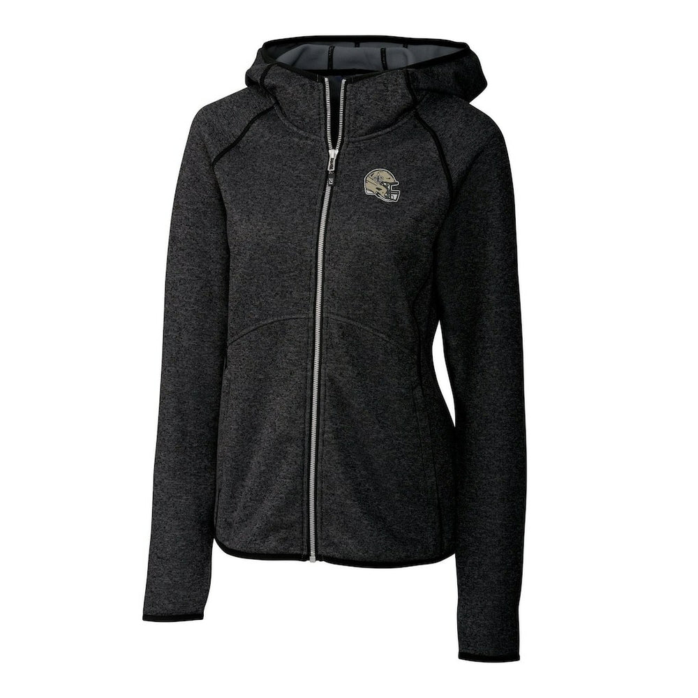 New Orleans Saints Cutter & Buck Women's Helmet Logo Mainsail Sweater-Knit Full-Zip Hoodie Charcoal - NFL