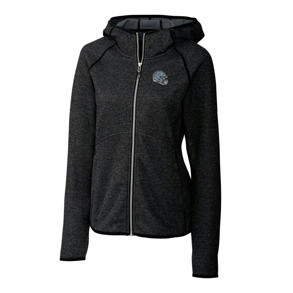 Detroit Lions Cutter & Buck Women's Helmet Logo Mainsail Sweater-Knit Full-Zip Hoodie Charcoal - NFL