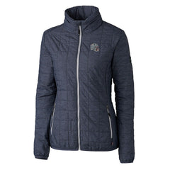 New England Patriots Cutter & Buck Women's Helmet Logo Rainier PrimaLoft Eco Insulated Full-Zip Puffer Jacket Heather Navy - NFL
