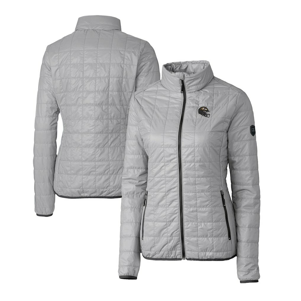 Baltimore Ravens Cutter & Buck Women's Helmet Logo Rainier PrimaLoft Eco Insulated Full-Zip Puffer Jacket Gray - NFL