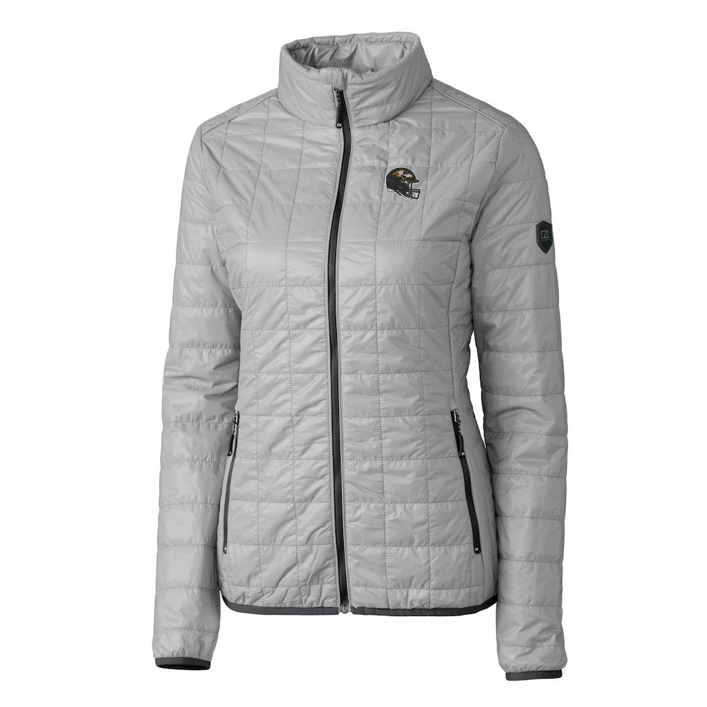 Baltimore Ravens Cutter & Buck Women's Helmet Logo Rainier PrimaLoft Eco Insulated Full-Zip Puffer Jacket Gray - NFL