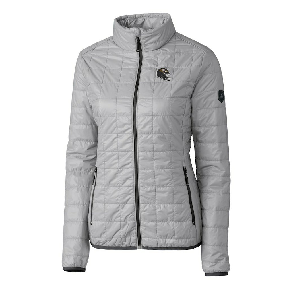 Baltimore Ravens Cutter & Buck Women's Helmet Logo Rainier PrimaLoft Eco Insulated Full-Zip Puffer Jacket Gray - NFL