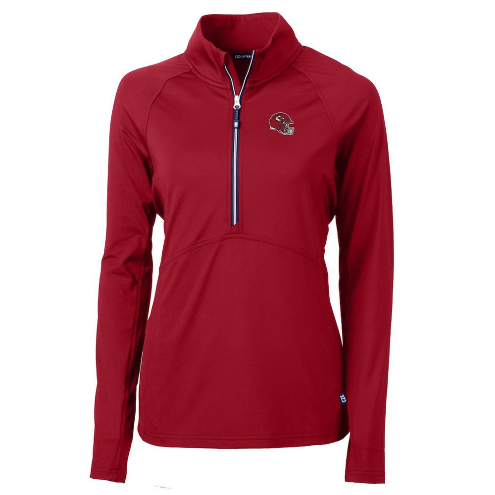 Kansas City Chiefs Cutter & Buck Women's Helmet Logo Adapt Eco Knit Stretch Recycled Half-Zip Pullover Top Red - NFL