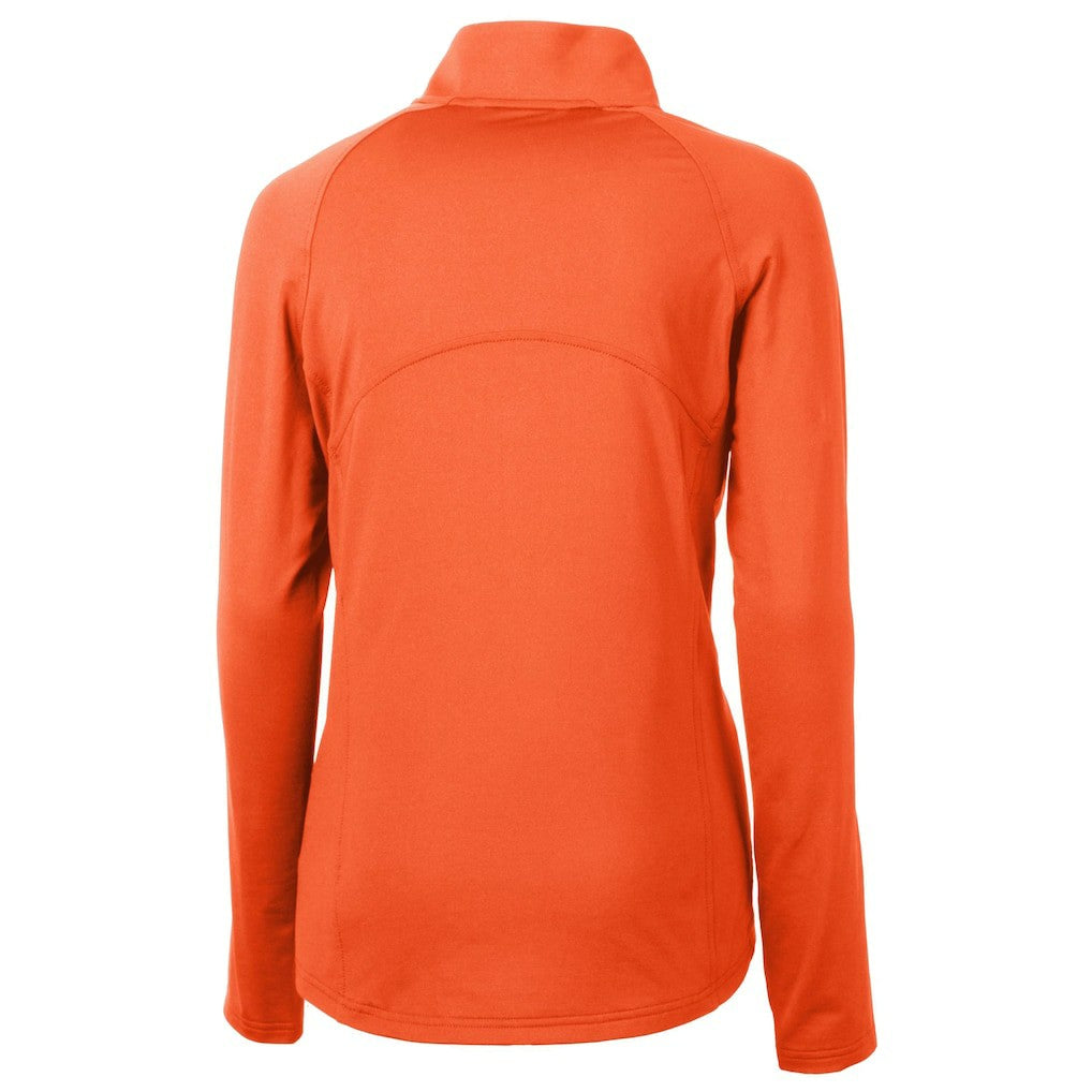 Cincinnati Bengals Cutter & Buck Women's Helmet Logo Adapt Eco Knit Stretch Recycled Half-Zip Pullover Top Orange - NFL