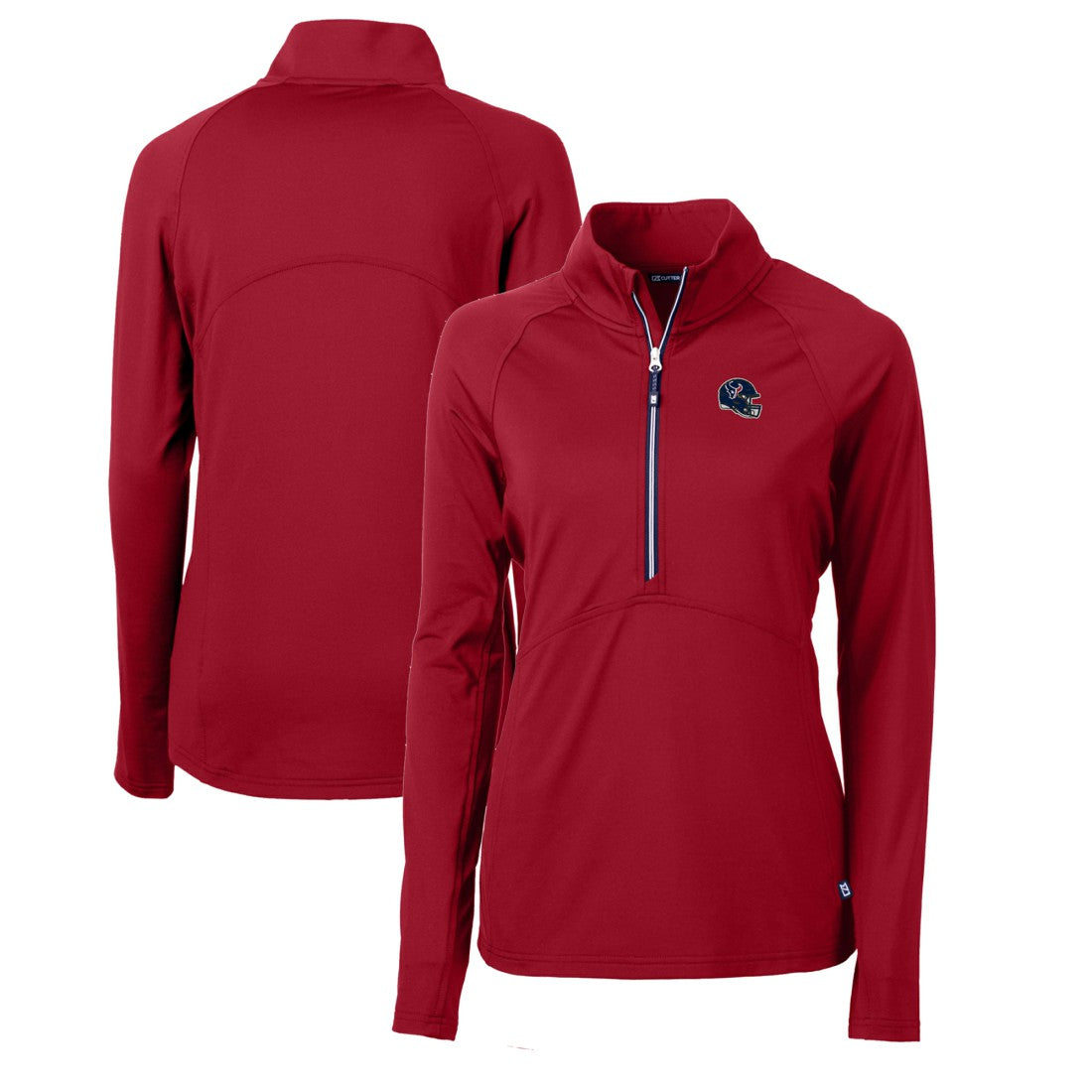 Houston Texans Cutter & Buck Women's Helmet Logo Adapt Eco Knit Stretch Recycled Half-Zip Pullover Top Red - NFL