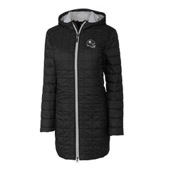 Pittsburgh Steelers Cutter & Buck Women's Helmet Logo Rainier Primaloft Eco Insulated Hooded Long Coat Black - NFL