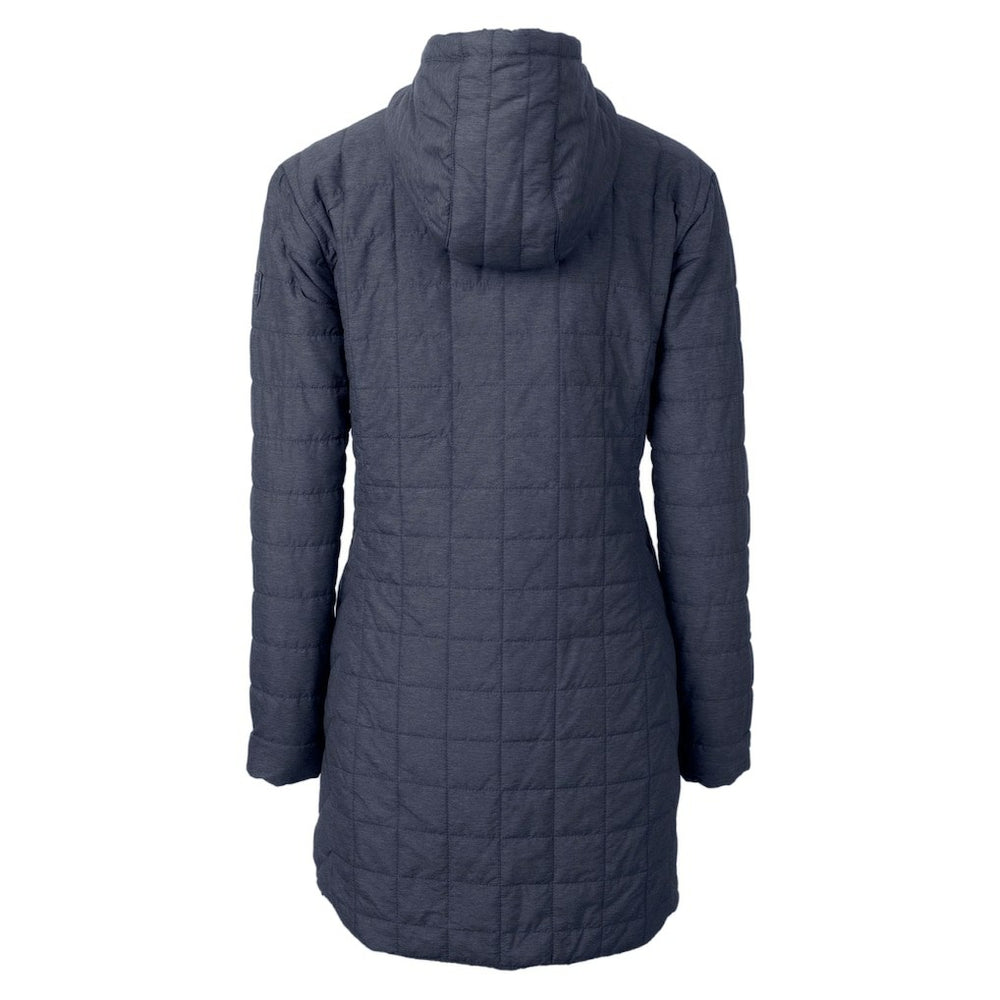 Denver Broncos Cutter & Buck Women's Helmet Logo Rainier Primaloft Eco Insulated Hooded Long Coat Heather Navy - NFL