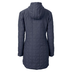 Denver Broncos Cutter & Buck Women's Helmet Logo Rainier Primaloft Eco Insulated Hooded Long Coat Heather Navy - NFL