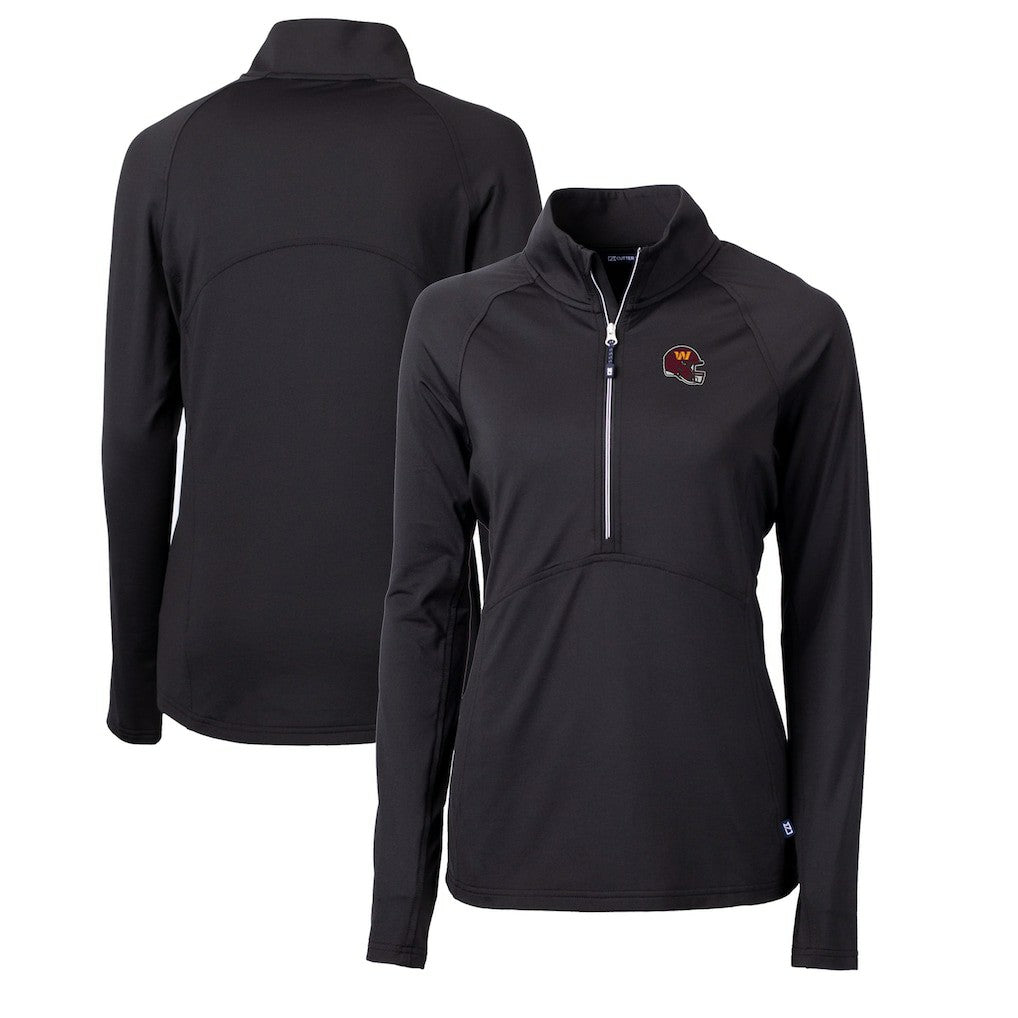 Washington Commanders Cutter & Buck Women's Helmet Logo Adapt Eco Knit Stretch Recycled Half-Zip Pullover Top Black - NFL