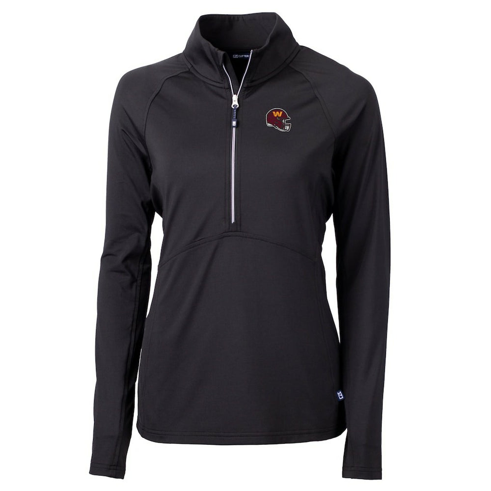 Washington Commanders Cutter & Buck Women's Helmet Logo Adapt Eco Knit Stretch Recycled Half-Zip Pullover Top Black - NFL