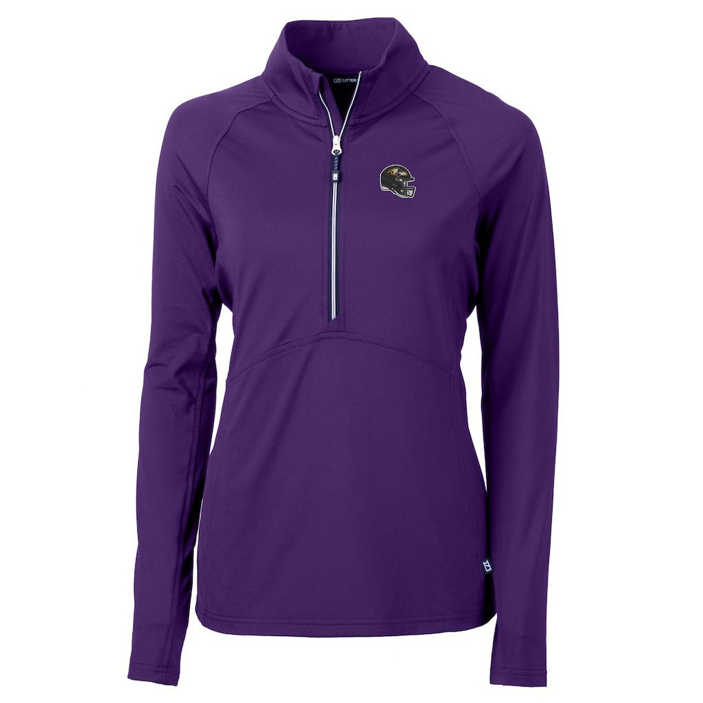 Baltimore Ravens Cutter & Buck Women's Helmet Logo Adapt Eco Knit Stretch Recycled Half-Zip Pullover Top Purple - NFL