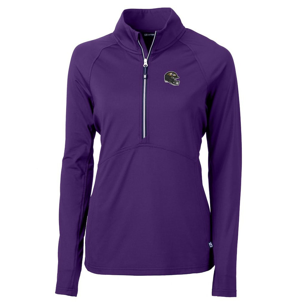 Baltimore Ravens Cutter & Buck Women's Helmet Logo Adapt Eco Knit Stretch Recycled Half-Zip Pullover Top Purple - NFL