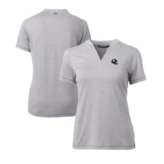 Pittsburgh Steelers Cutter & Buck Women's Helmet Logo DryTec Forge Stretch V-Neck Blade Top Heather Gray - NFL