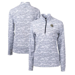 New Orleans Saints Cutter & Buck Women's Helmet Logo Traverse Camo Print Stretch Quarter-Zip Pullover Top Charcoal - NFL